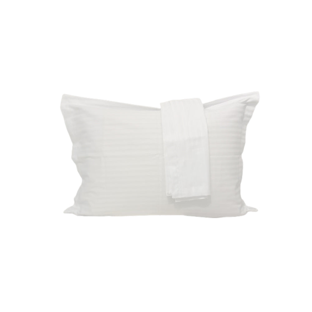 Față de pernă albă damasc din bumbac 100% cu margine decorativă – vedere frontală