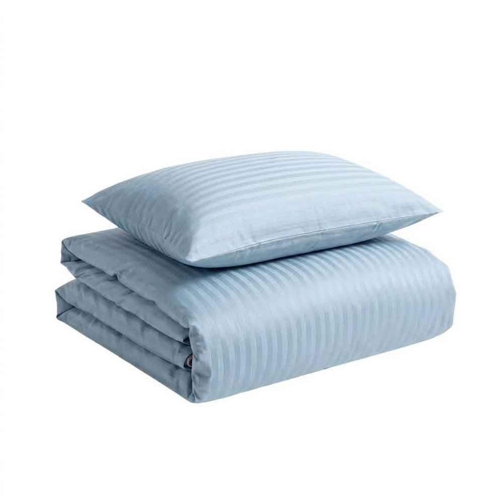 Set Husă Pilotă 100x140 și Față Pernă 30x50 pentru Copii culoare albastru cu dungi