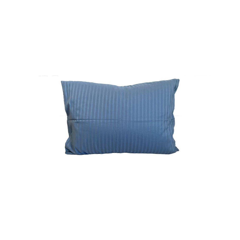 Fată de pernă 50x70 cm din bumbac satinat, albastru damasc, cu dungi fine și luciu elegant