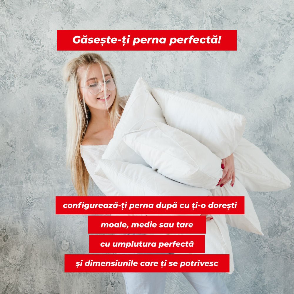 Perna clasica din puf si pene de gasca, 100% bumbac, alb - Domisa