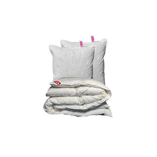 Set Ovia – pilotă și 2 perne 50x70 cm, albe, 15% puf și 85% pene de gâscă, confort și respirabilitate