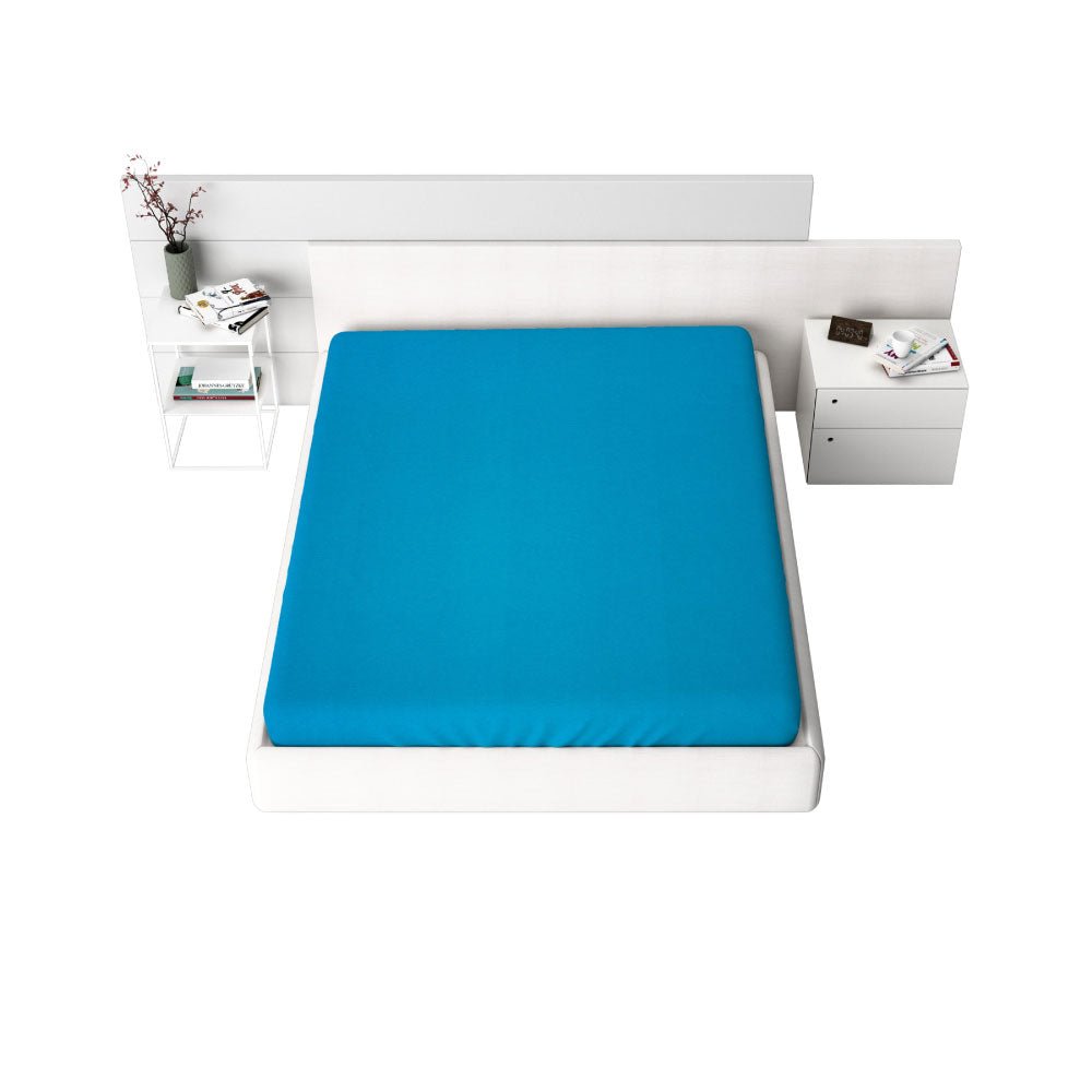 Cearceaf cu elastic Jersey, 140gr/mp, albastru, 22, 100% bumbac, Gecor - Domisa