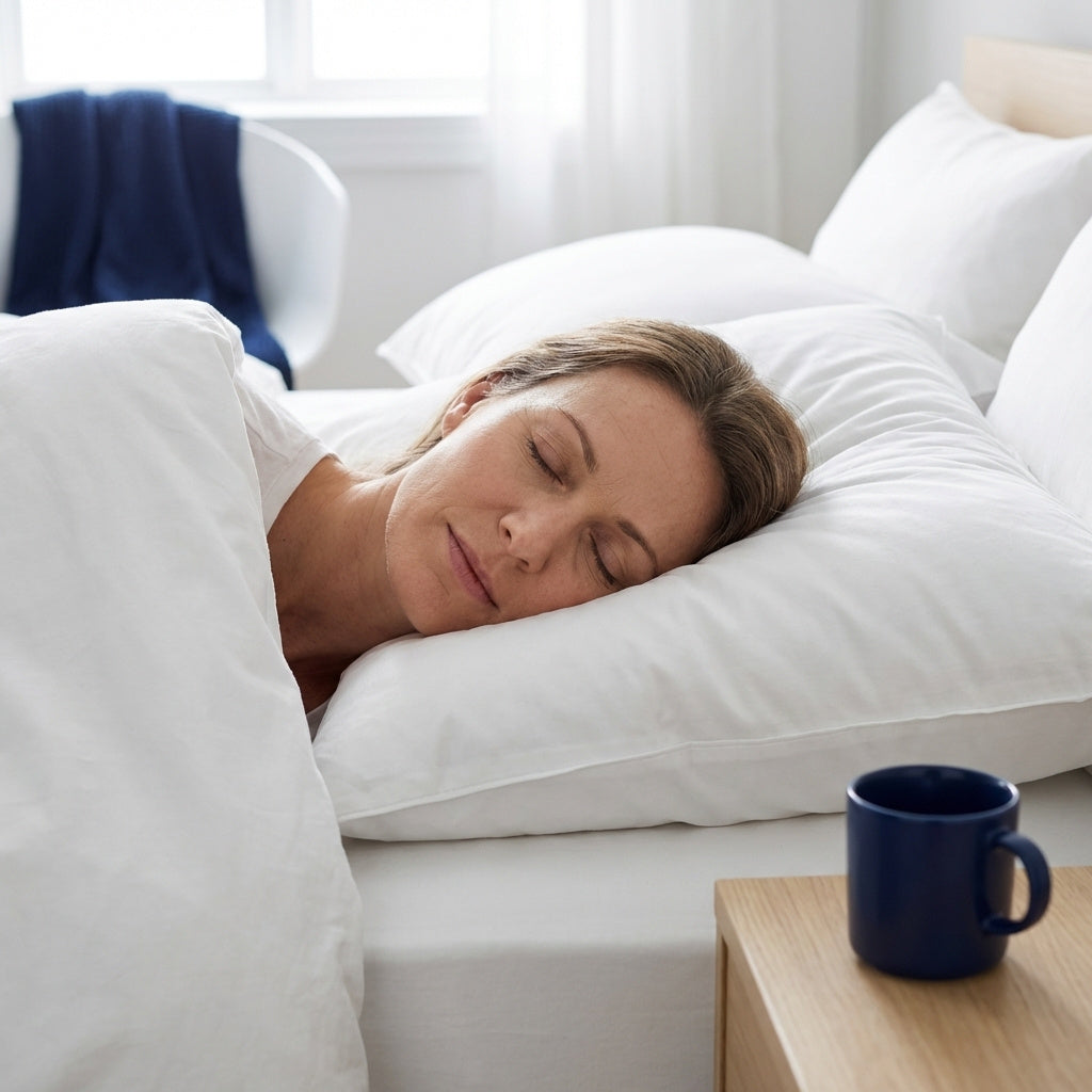 Perna Celeste 3 camere si femeie dormit pe perna