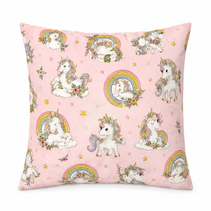 Fete de Pernă din Bumbac pentru Copii – Model Unicorn & Iepurași, cu Fermoar Ascuns Domisa