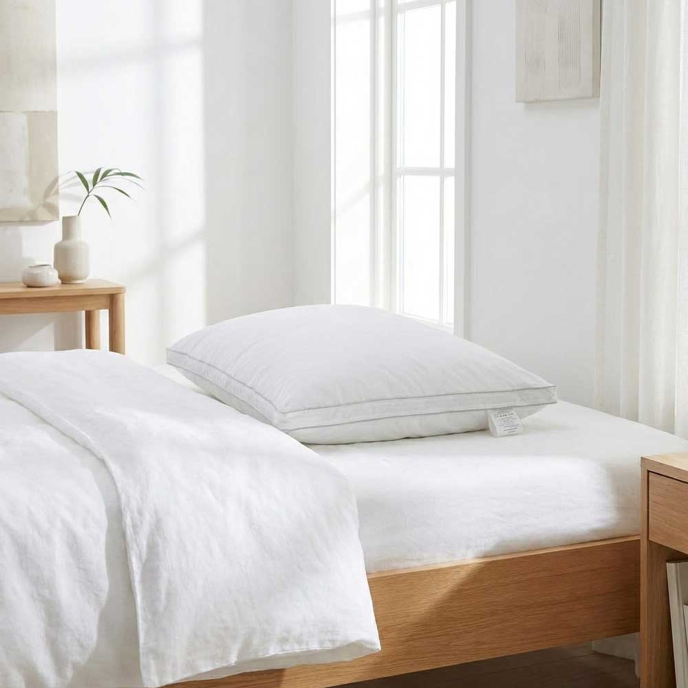 Perna puf gasca 3 camere Celeste cu bordura 4cm , 50x70cm, Alb Domisa