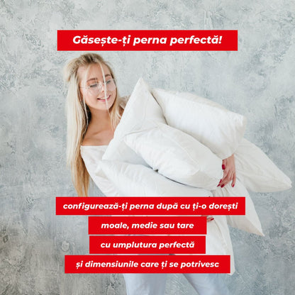 Perna clasica din puf si pene de gasca, 100% bumbac, alb - Domisa